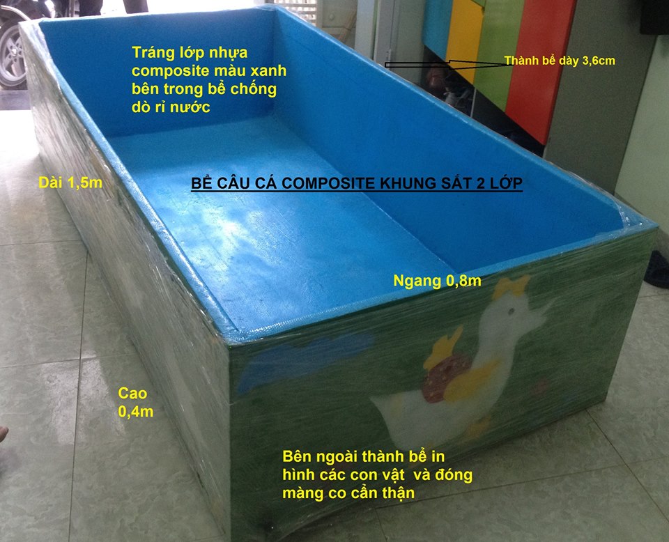 Bể câu cá composite khung sắt 2 lớp