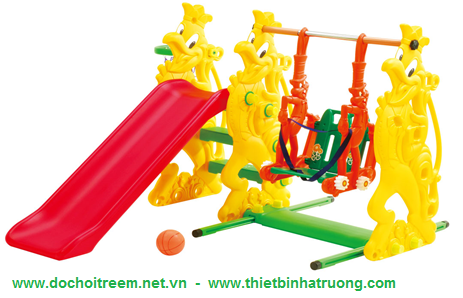 Cầu trượt xích đu gà trống